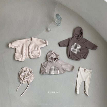 Round Check Body Suit [Dark Beige/L(12-18m)]