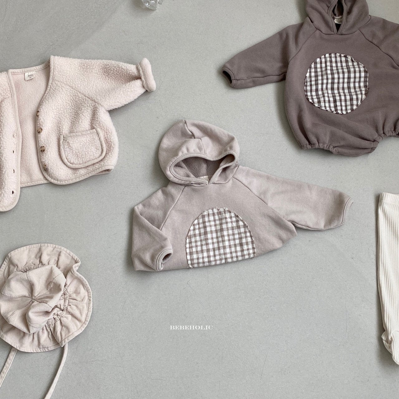 Round Check Body Suit [Dark Beige/L(12-18m)]