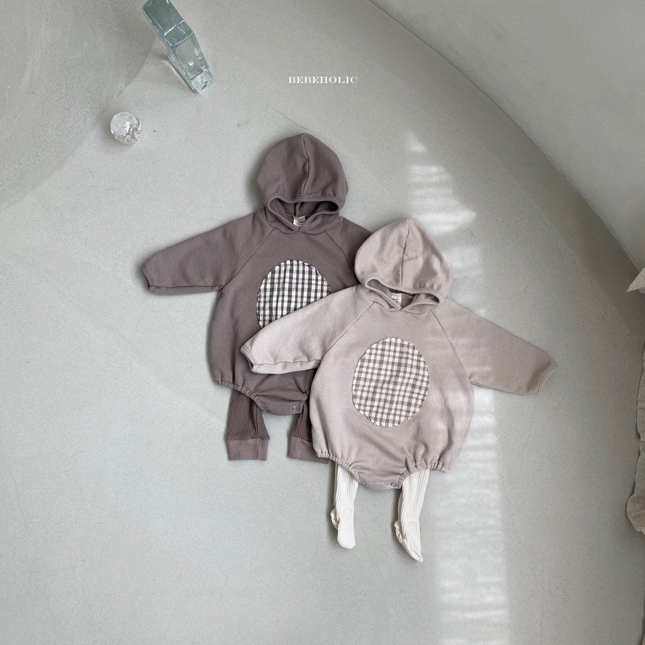 Round Check Body Suit [Dark Beige/L(12-18m)]