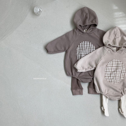 Round Check Body Suit [Dark Beige/L(12-18m)]