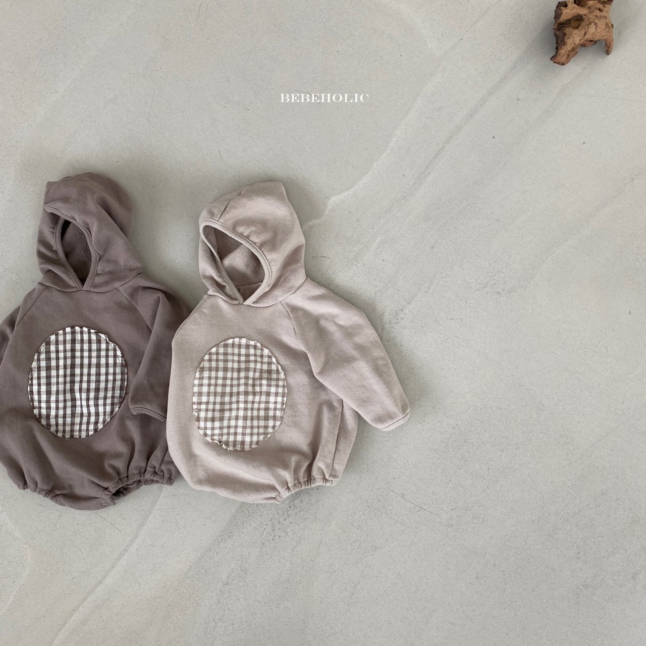 Round Check Body Suit [Dark Beige/L(12-18m)]