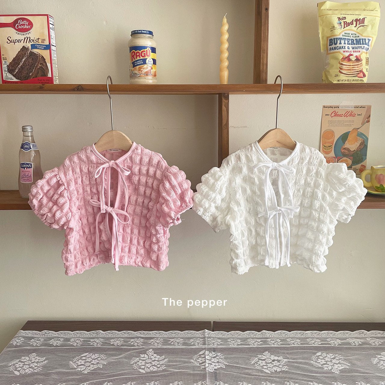Waffle Blouse [Ivory/Mom]