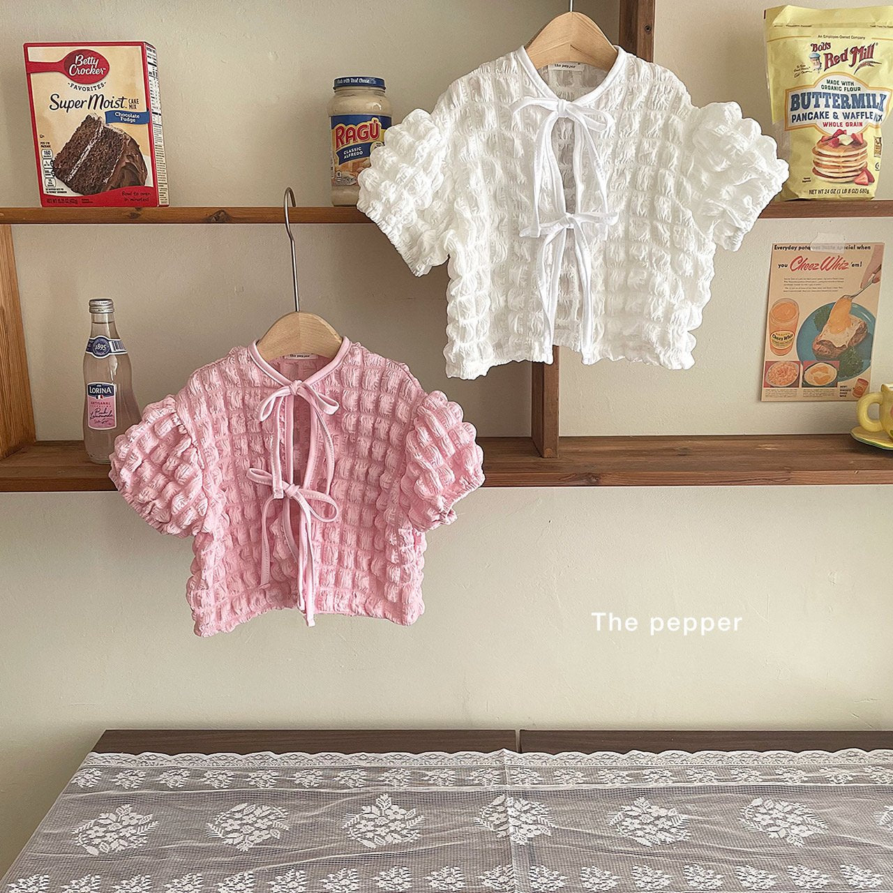 Waffle Blouse [Ivory/Mom]