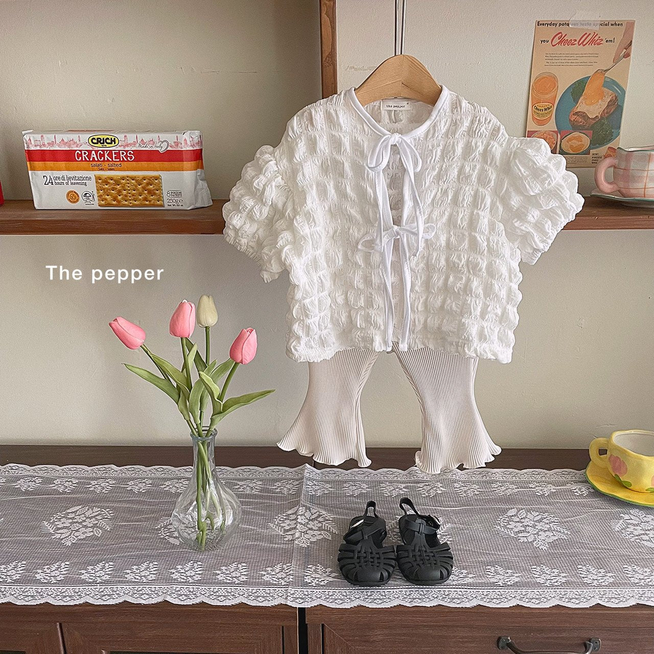 Waffle Blouse [Ivory/Mom]