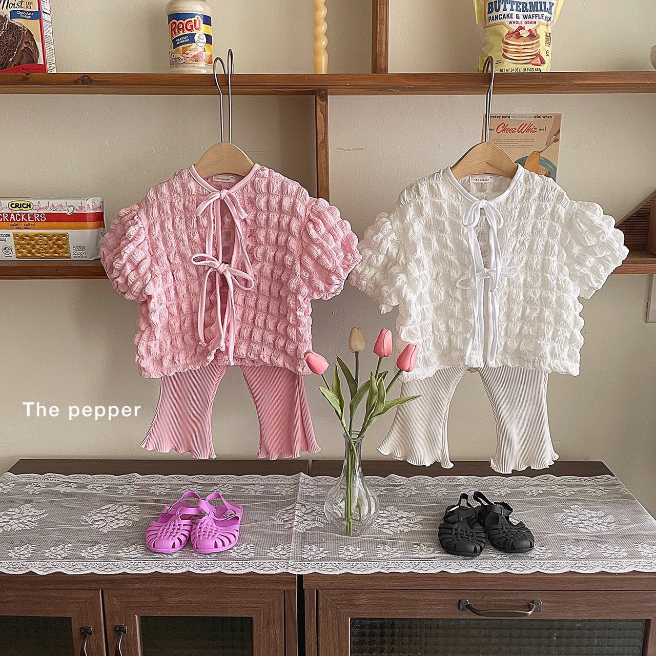 Waffle Blouse [Ivory/Mom]