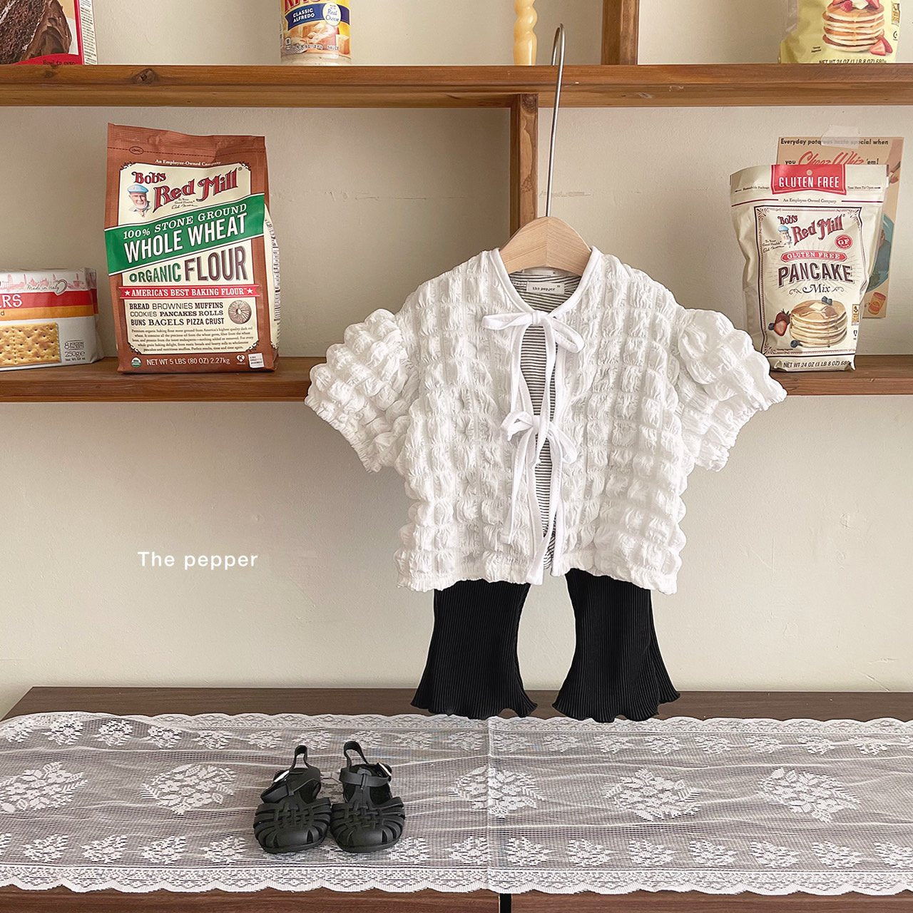 Waffle Blouse [Ivory/Mom]