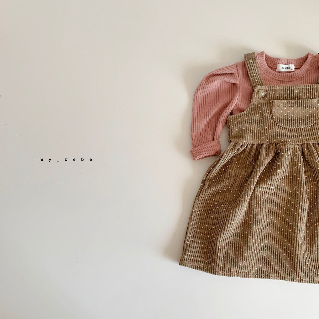 Corduroy Dot Dress [Brown/M(3-4yr)]