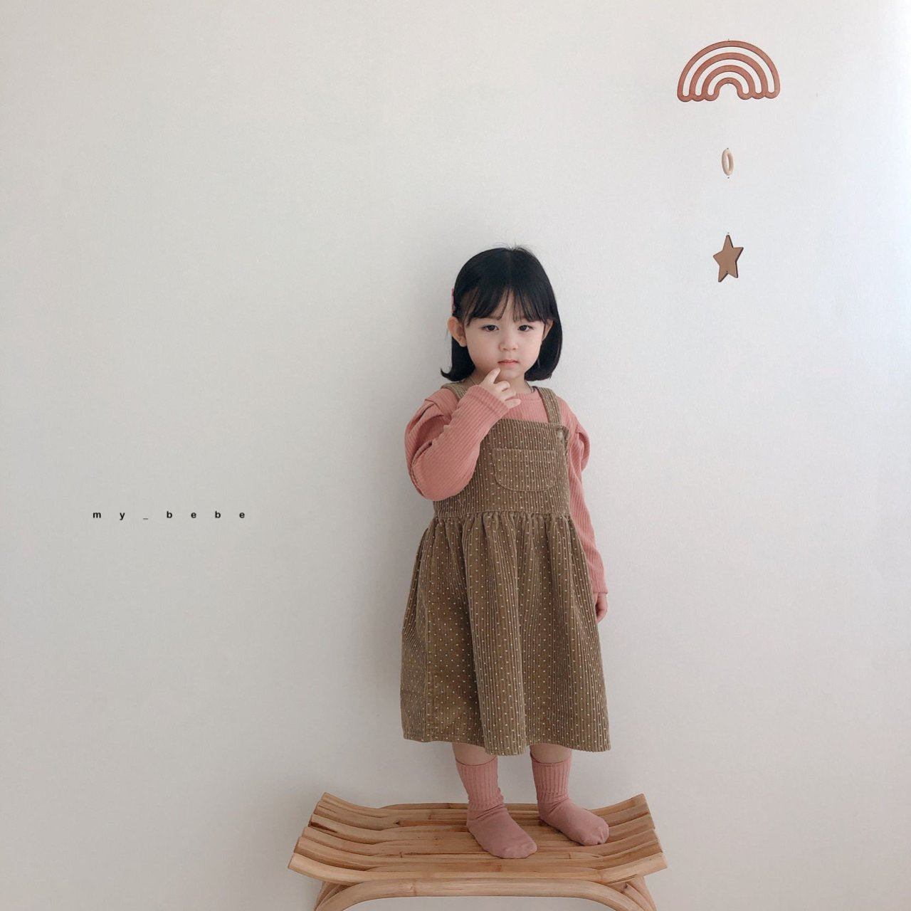 Corduroy Dot Dress [Brown/M(3-4yr)]
