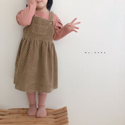 Corduroy Dot Dress [Brown/M(3-4yr)]