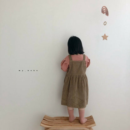 Corduroy Dot Dress [Brown/M(3-4yr)]
