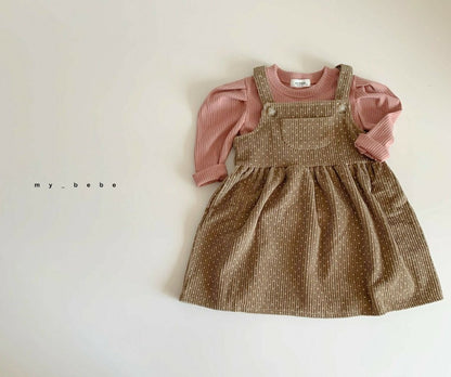 Corduroy Dot Dress [Brown/M(3-4yr)]