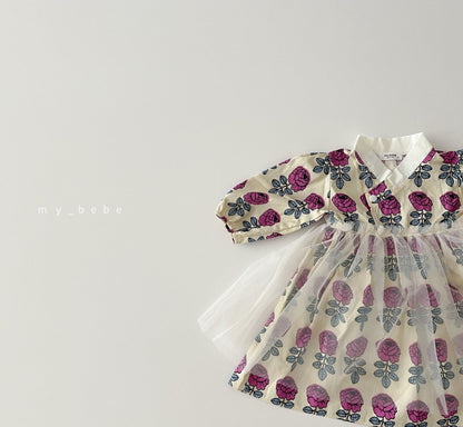 Floral Dress Hanbok + Hair Band Set [M(3-4yr)]